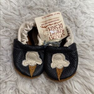 Starry Knight Design Leather Moccasins‎ Size 3-9 Months Baby Shoes Handmade USA